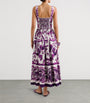 Dolce & Gabbana Multi Cotton Majolica Print Pleated Maxi Dress