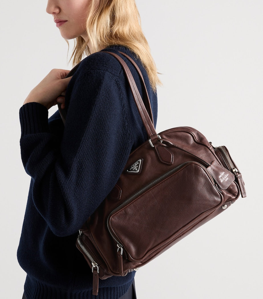 Large Washed Leather Shoulder Bag