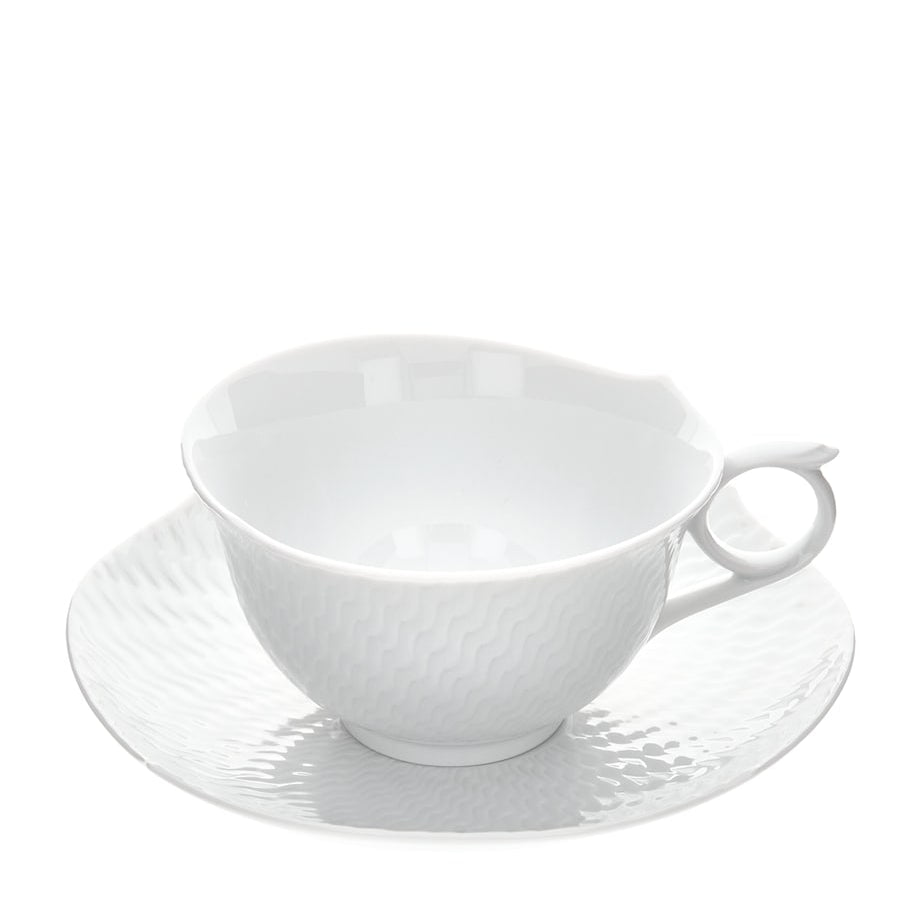 Meissen Waves Relief Teacup and Saucer