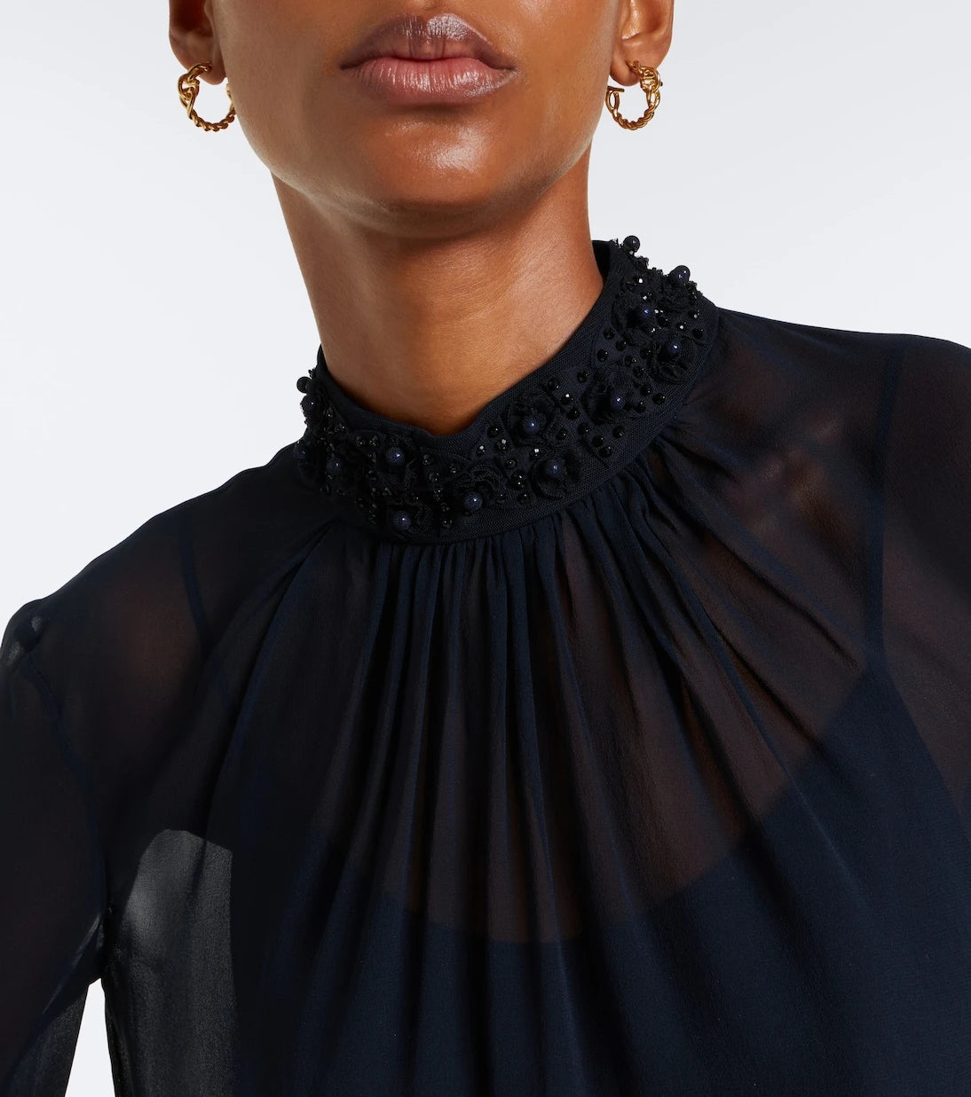 Max Mara - Embellished sheer blouse