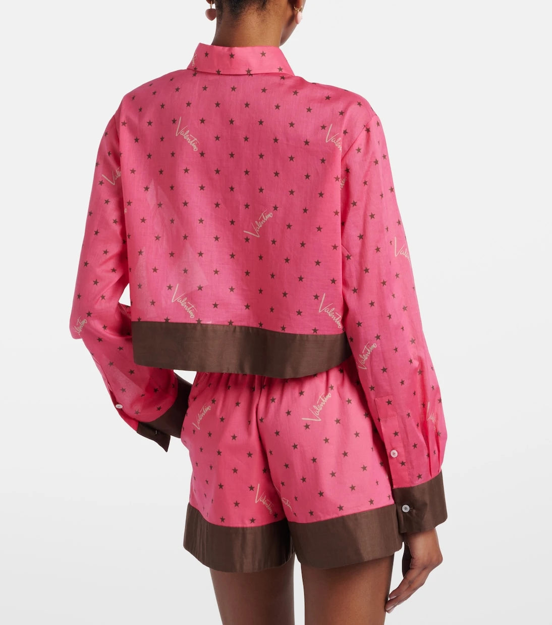 Valentino - Cropped printed cotton shirt