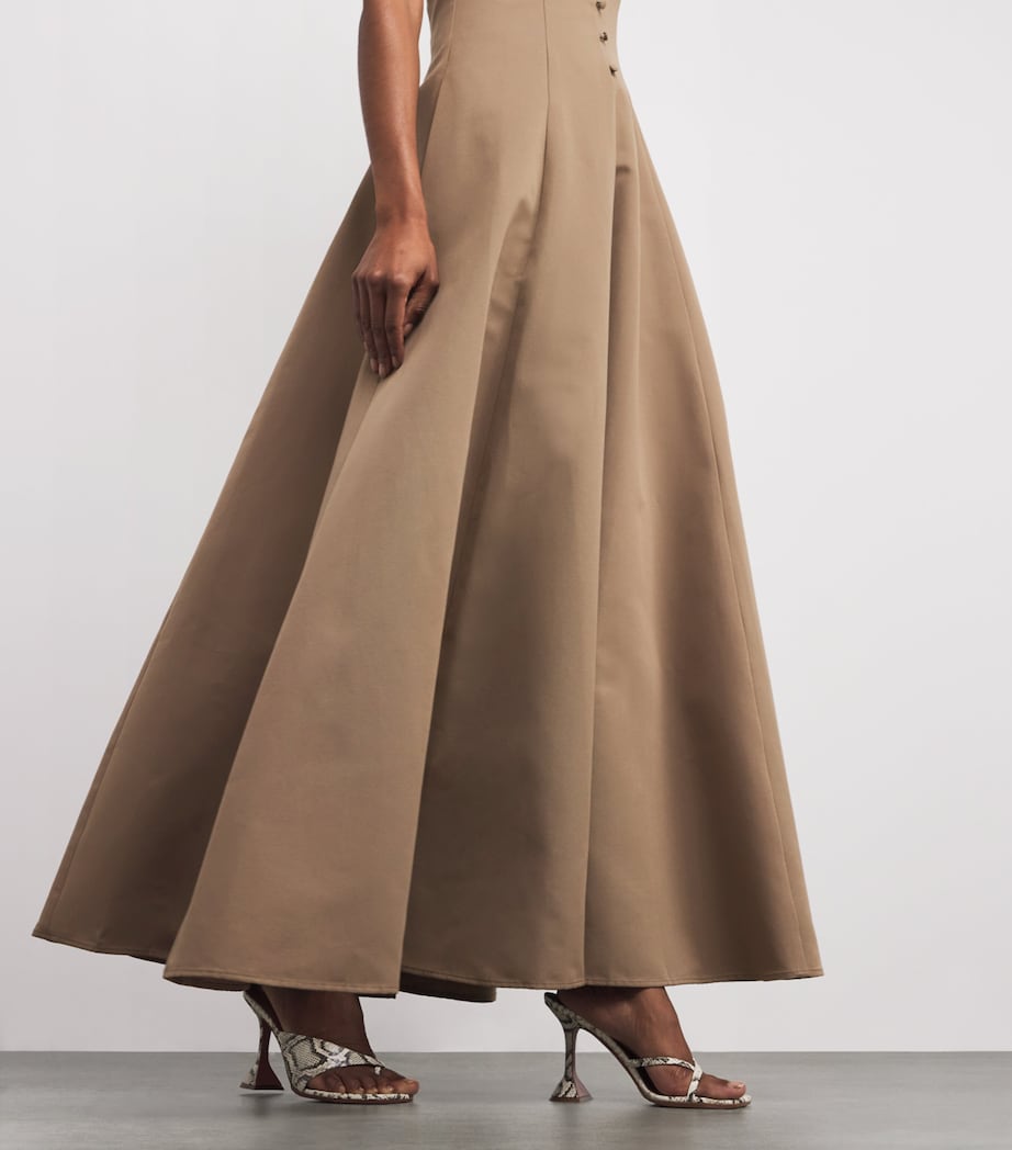Cotton-Blend Halterneck Stella Maxi Dress TAUP TAUPE