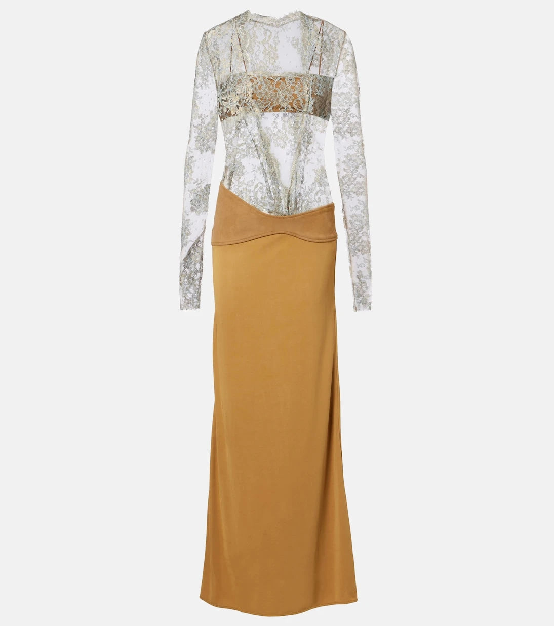 Christopher Esber - Sèpienne lace and suede gown
