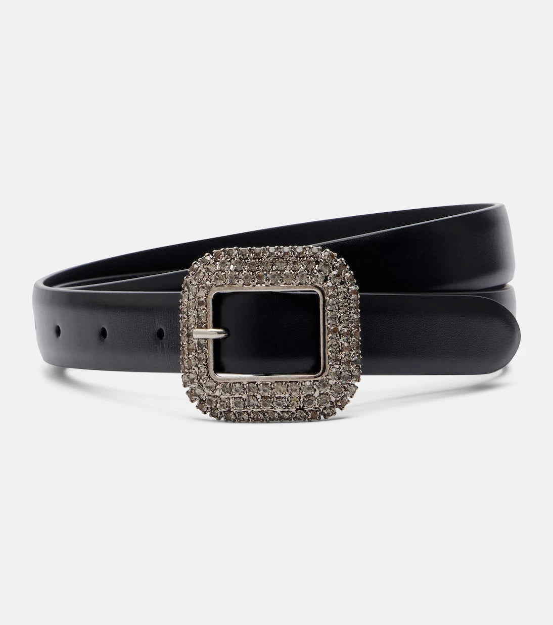 Saint Laurent - Crystal-embellished leather belt