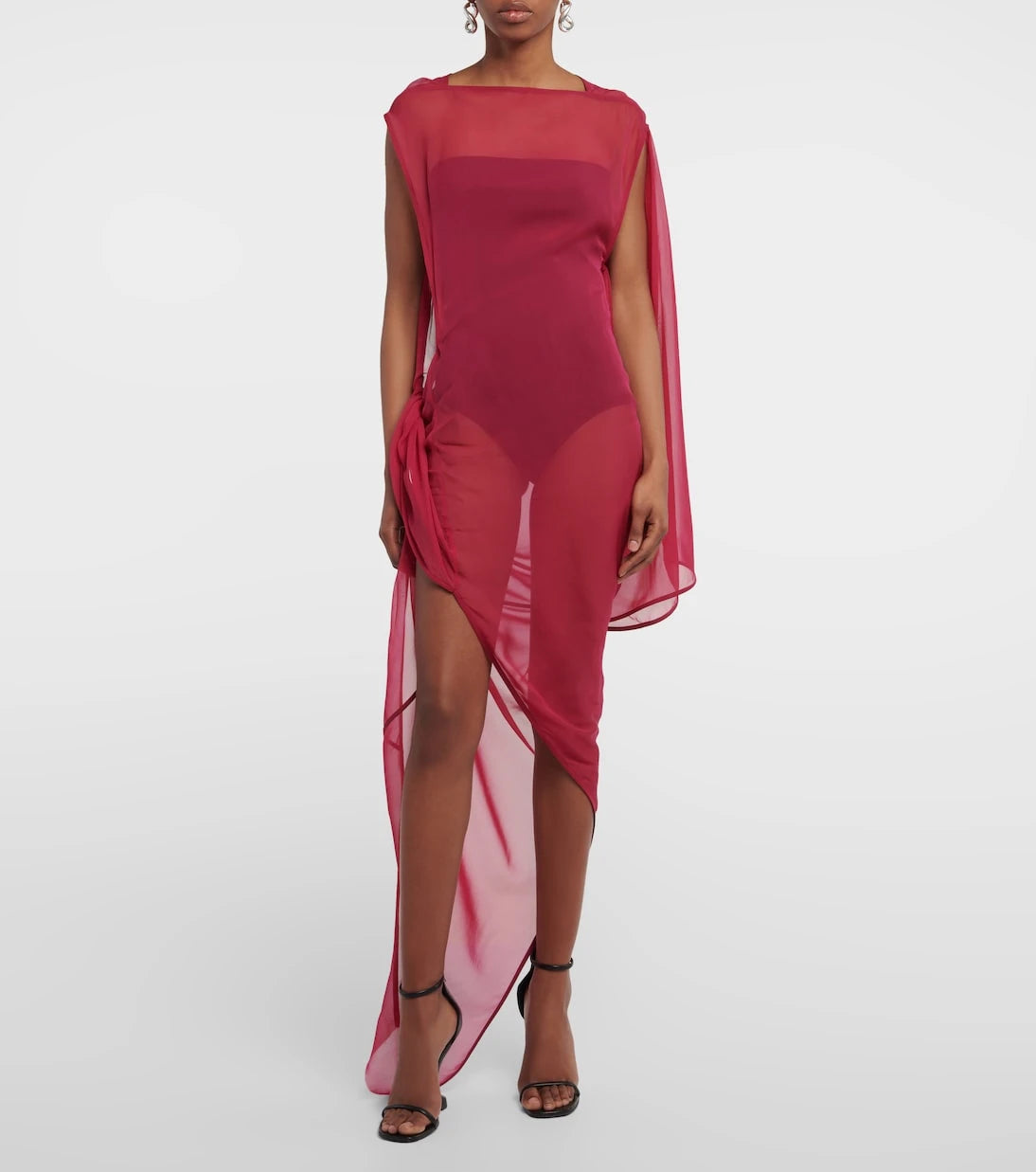 Rick Owens - Abito draped silk maxi dress