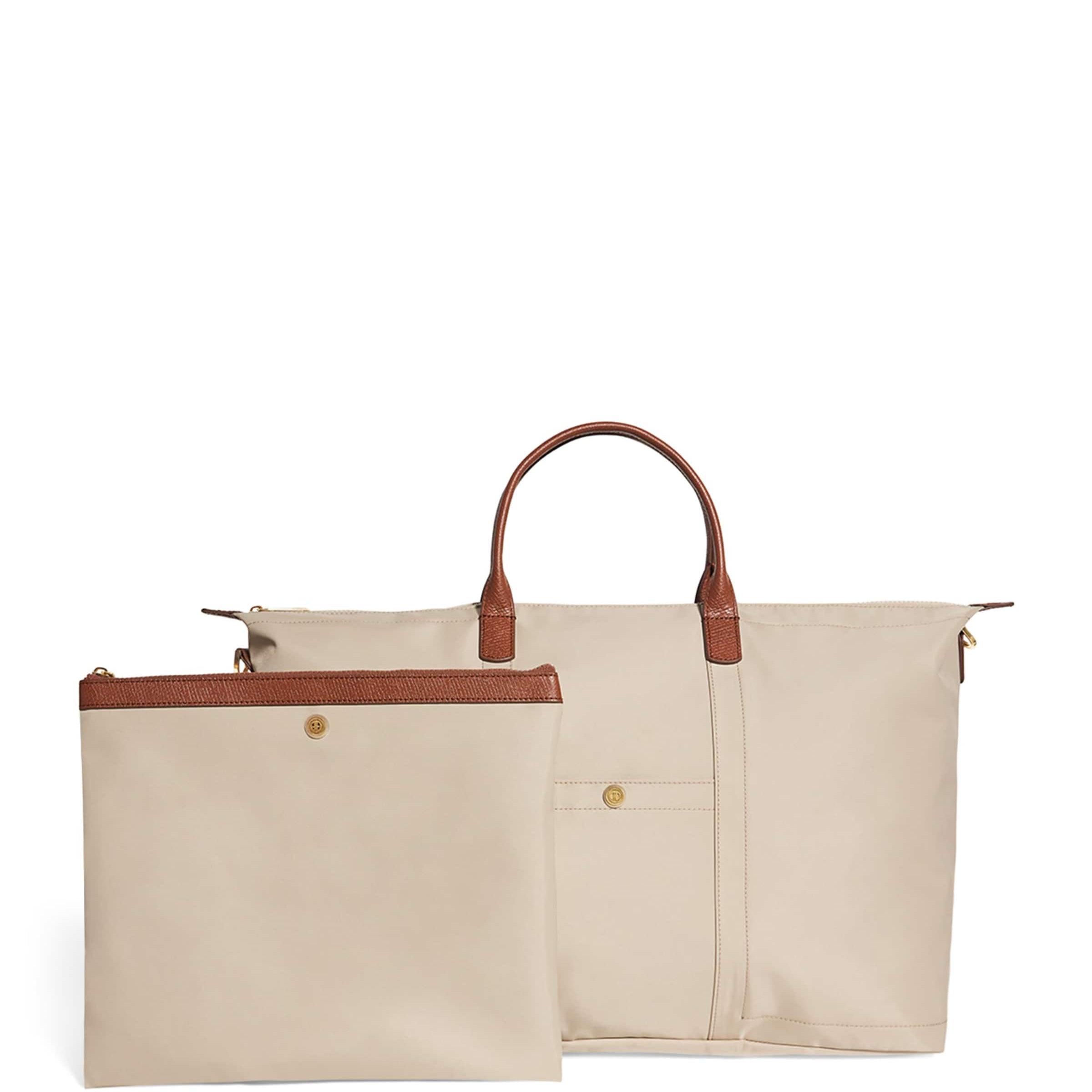 Harrods Neutral Nylon Overnight Tote Bag