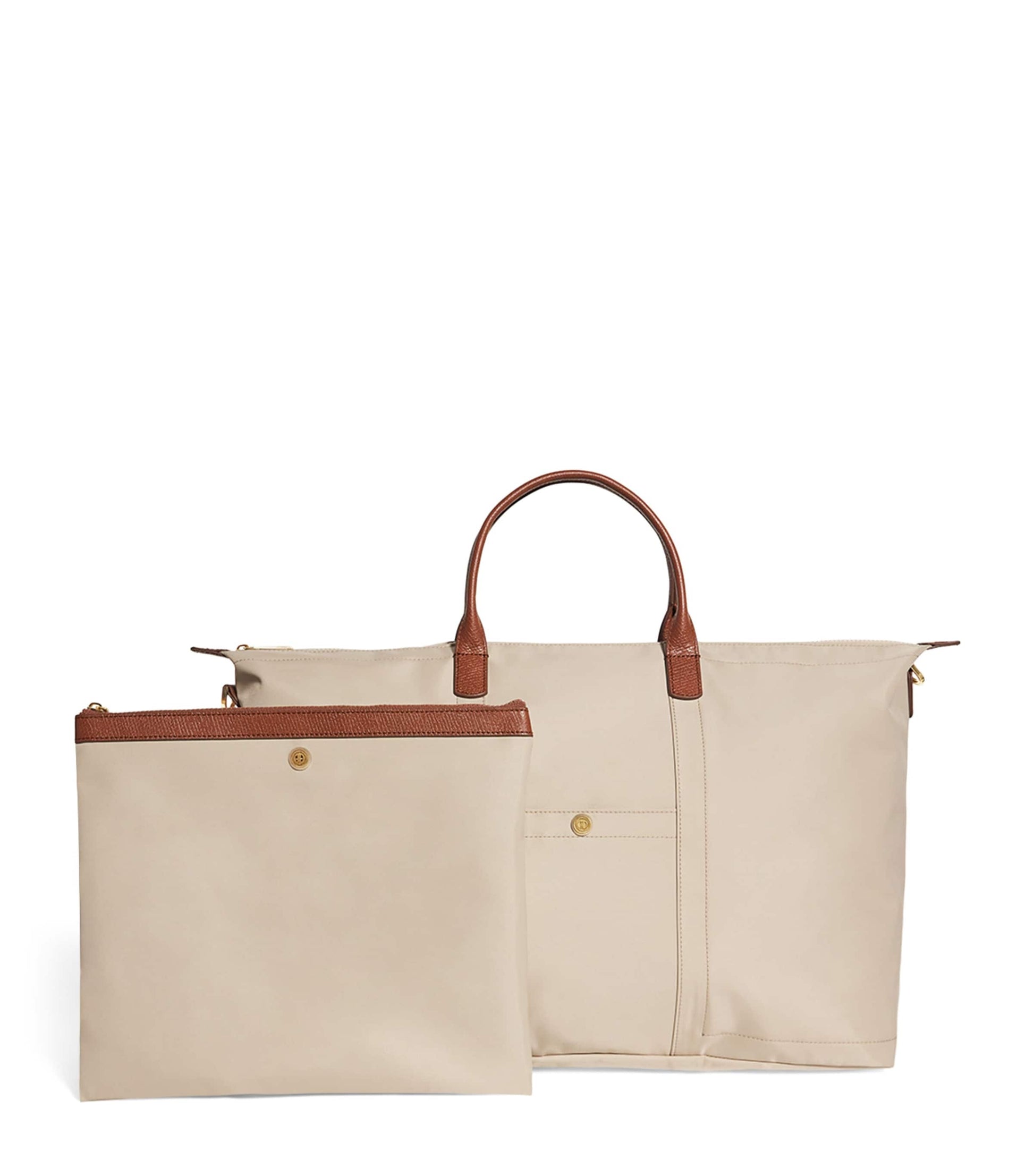 Harrods Neutral Nylon Overnight Tote Bag
