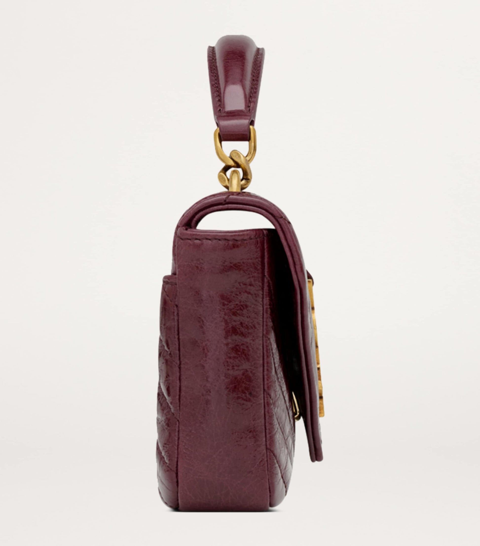 Saint Laurent Burgundy Leather College Top-Handle Bag