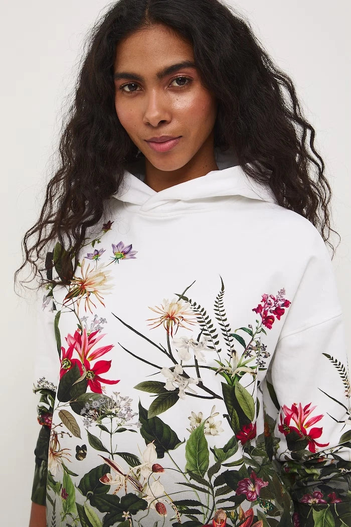 Medicine kapüşonlu kadın pamuklu elastanlı sweatshirt