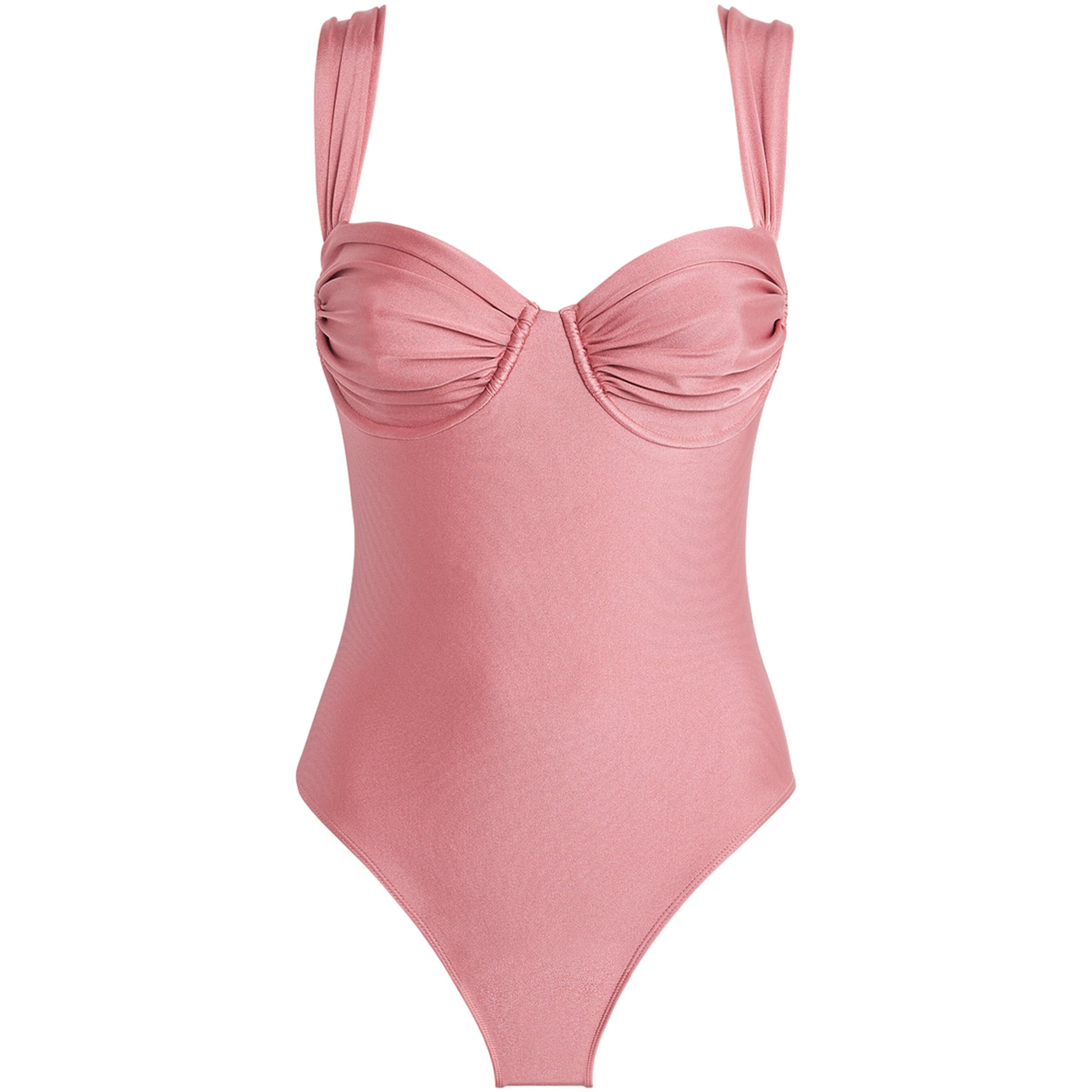 Faithfull the Brand Pink Ruched Arlo Swimsuit