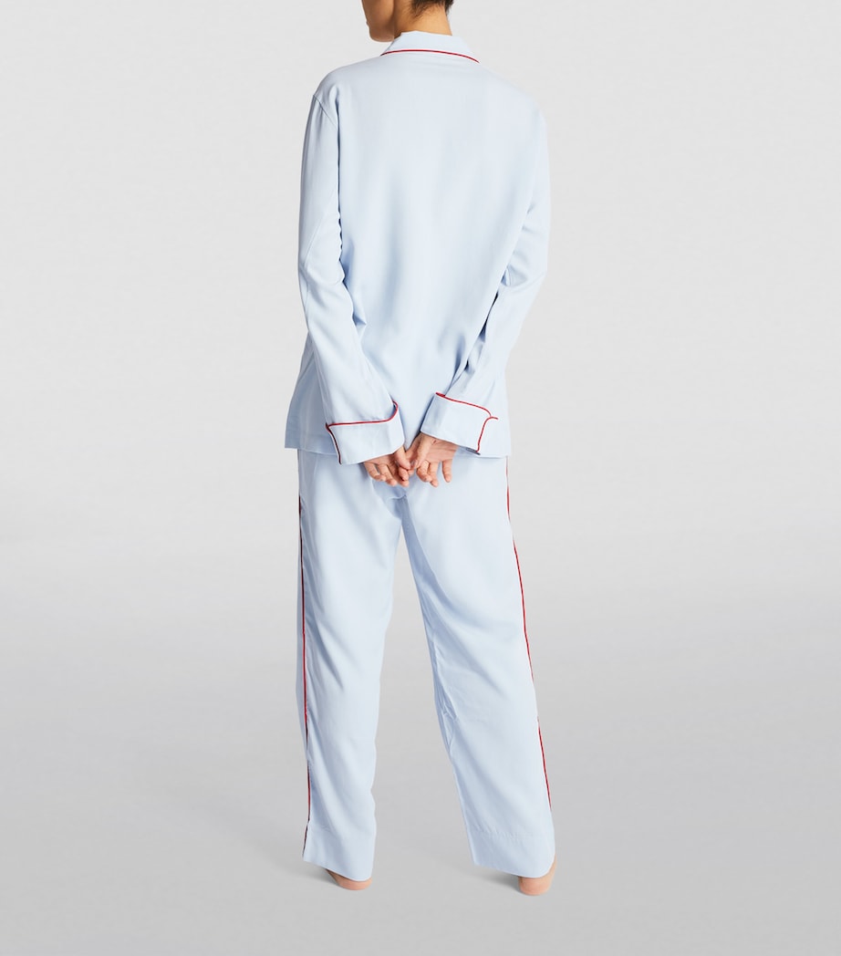 Olivia von Halle Blue Silk Laurent Pyjama Set