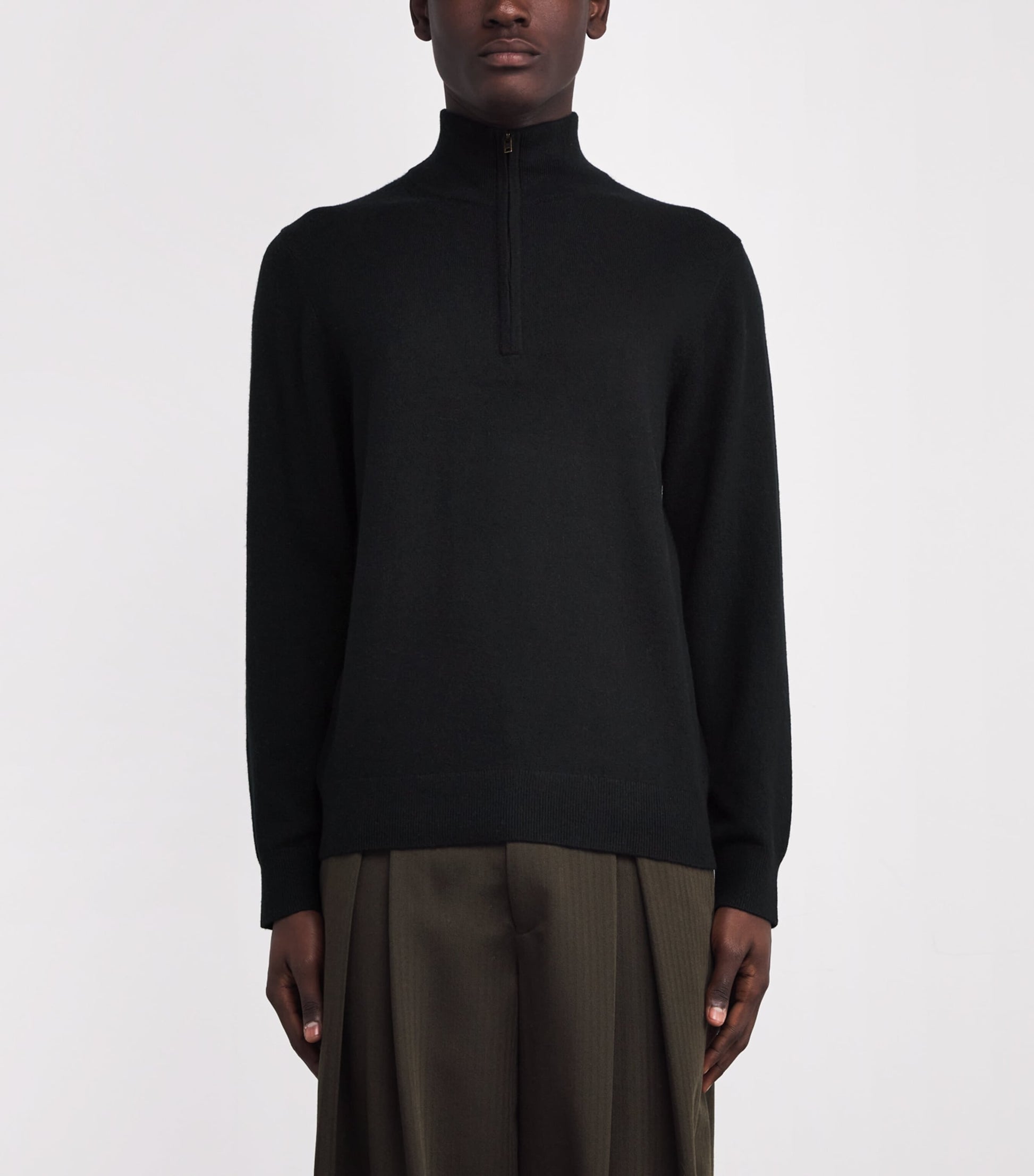 Black Cashmere Quarter-Zip Sweater