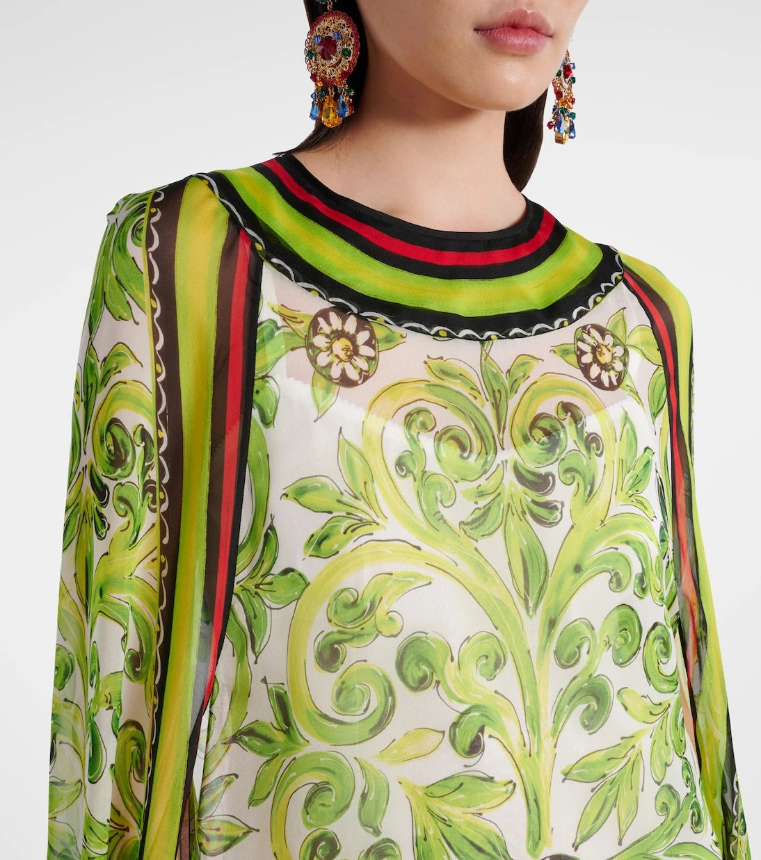 Dolce&Gabbana - فستان ماكسي من الحرير المطبوع