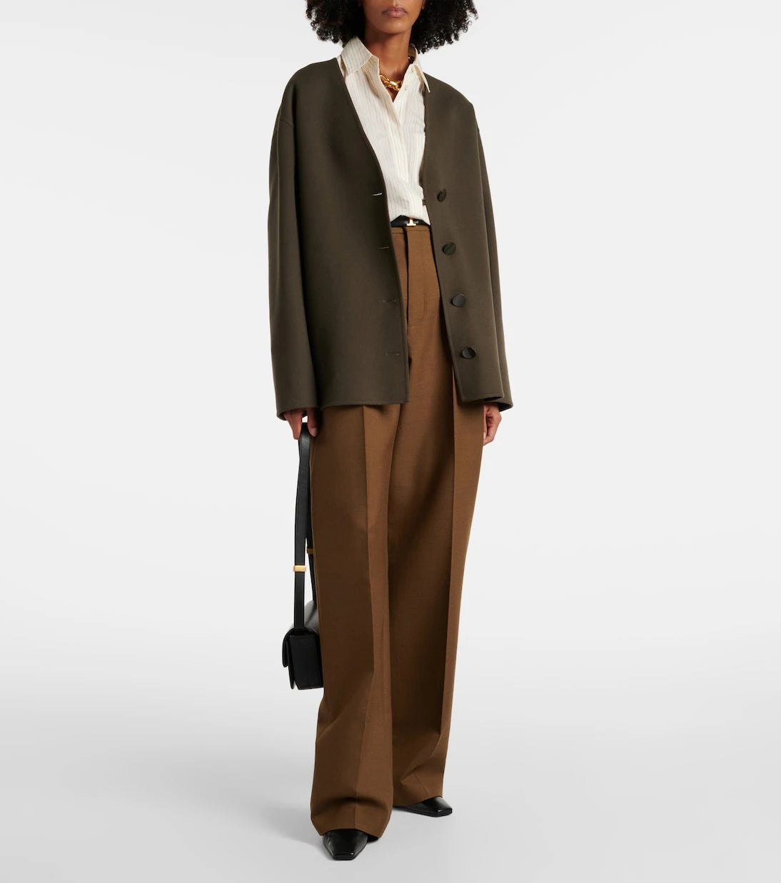 Tod's - بنطلون بقصّة أرجل واسعة وخصرٍ عالٍ من التويل الصوفي