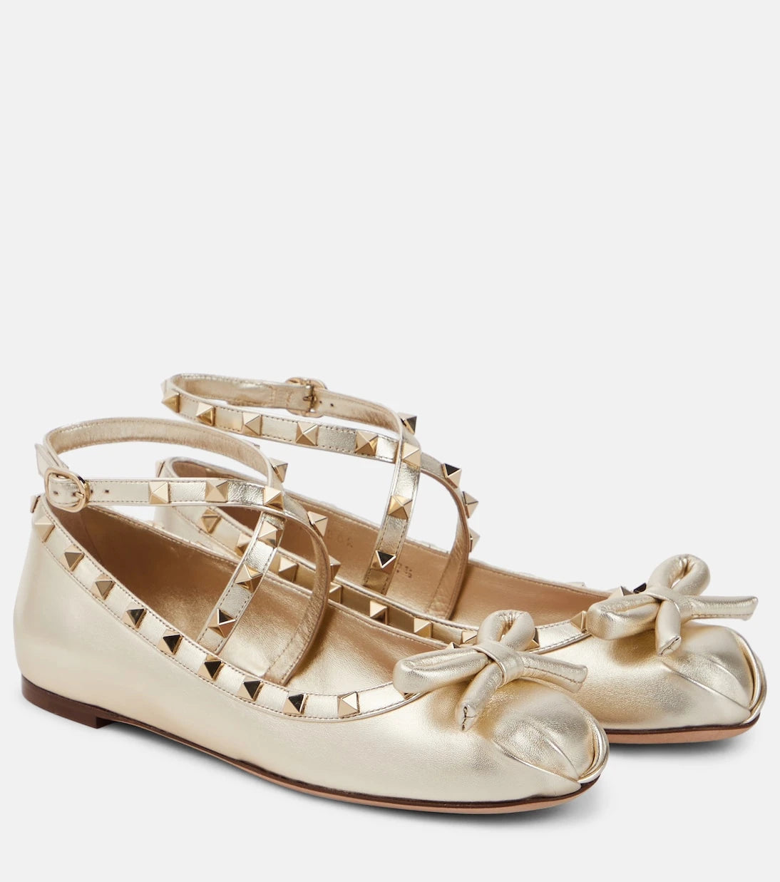 Valentino Garavani - Rockstud metallic leather ballet flats