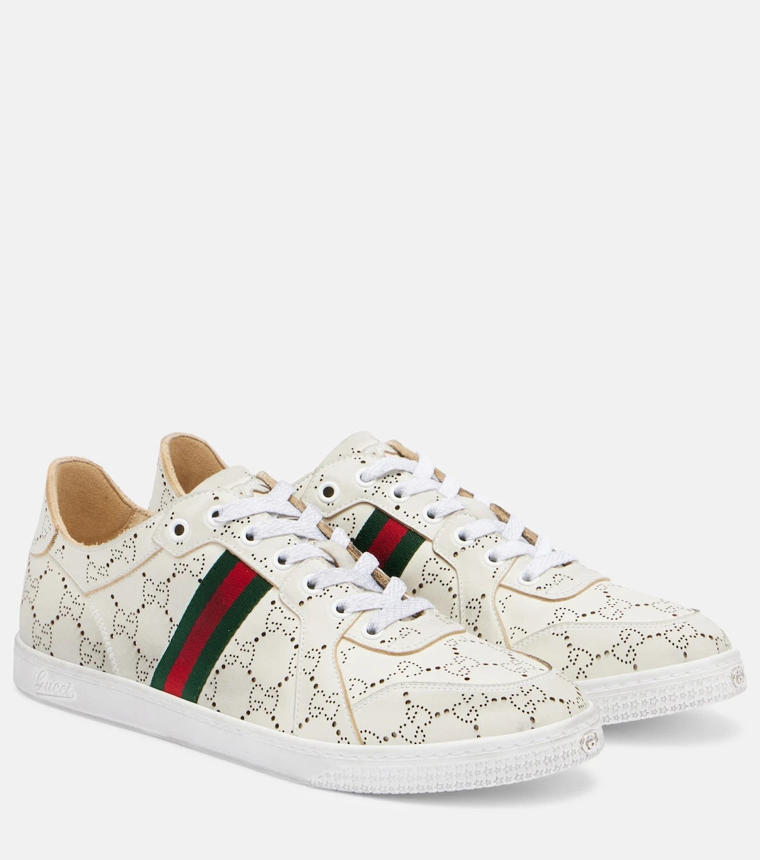 Gucci - Stretch GG Web Stripe leather sneakers