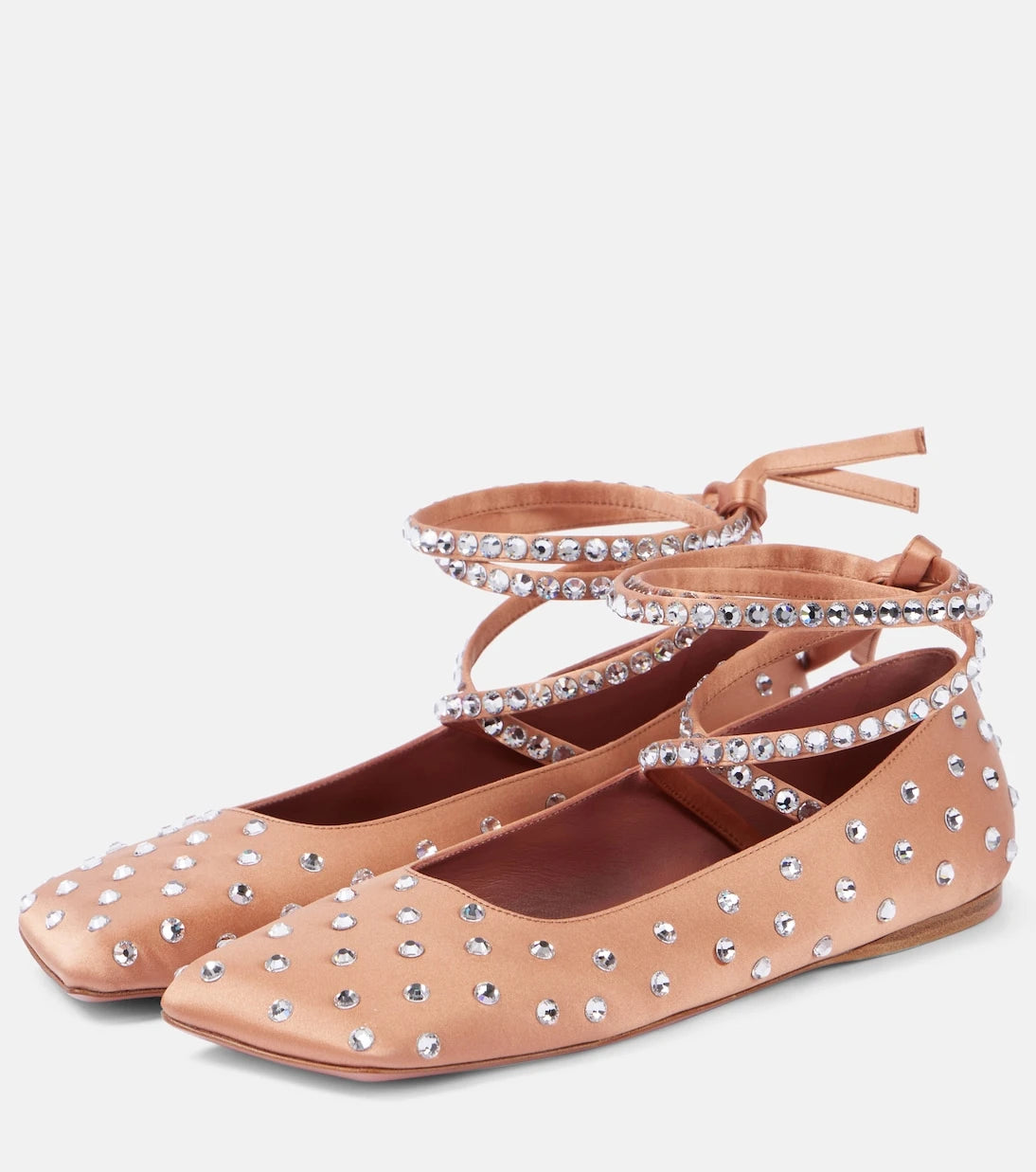 Amina Muaddi - Ane crystal-embellished satin ballet flats