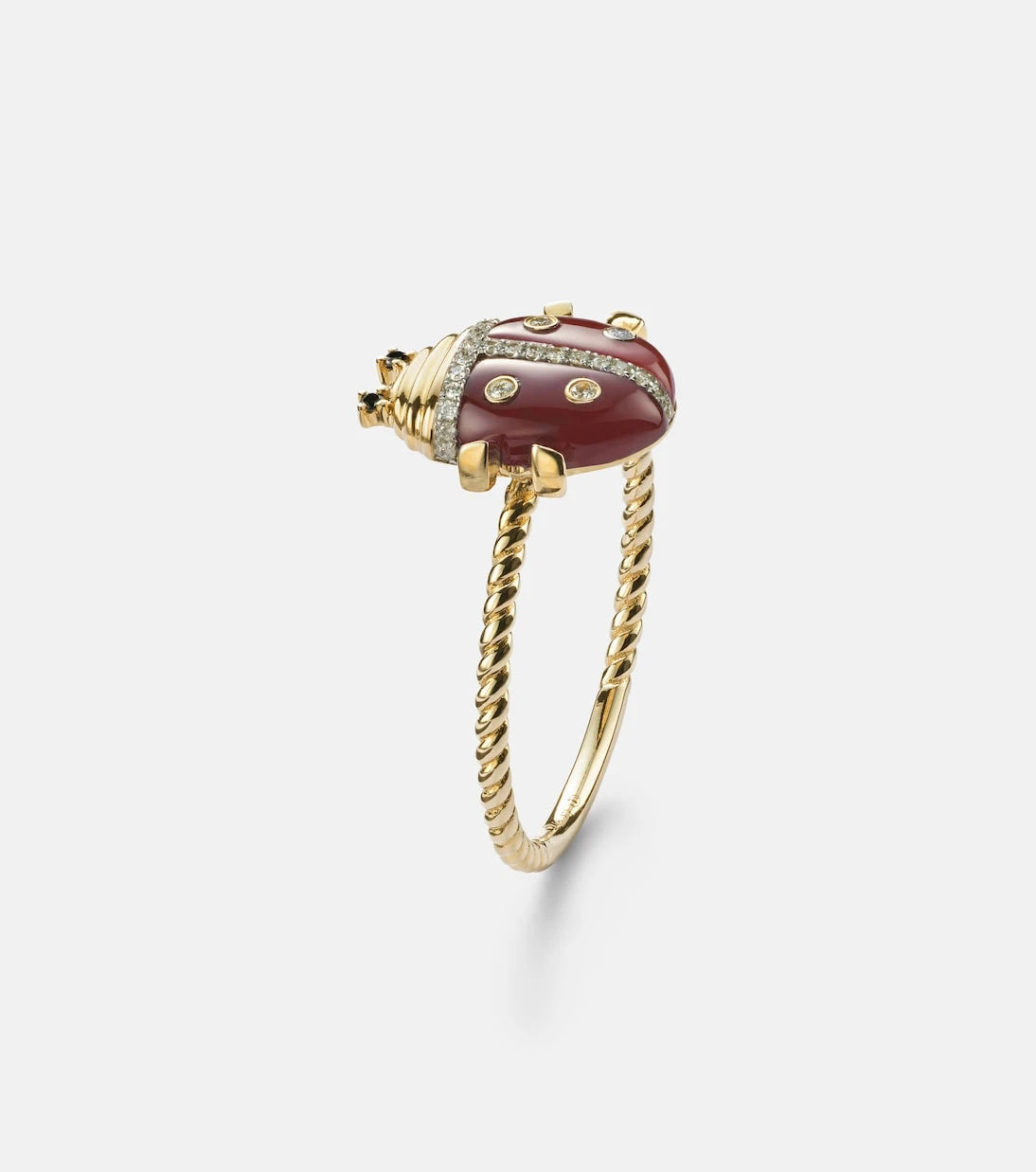 Yvonne Léon - Coccinelle Mini 9kt gold ring with gemstones