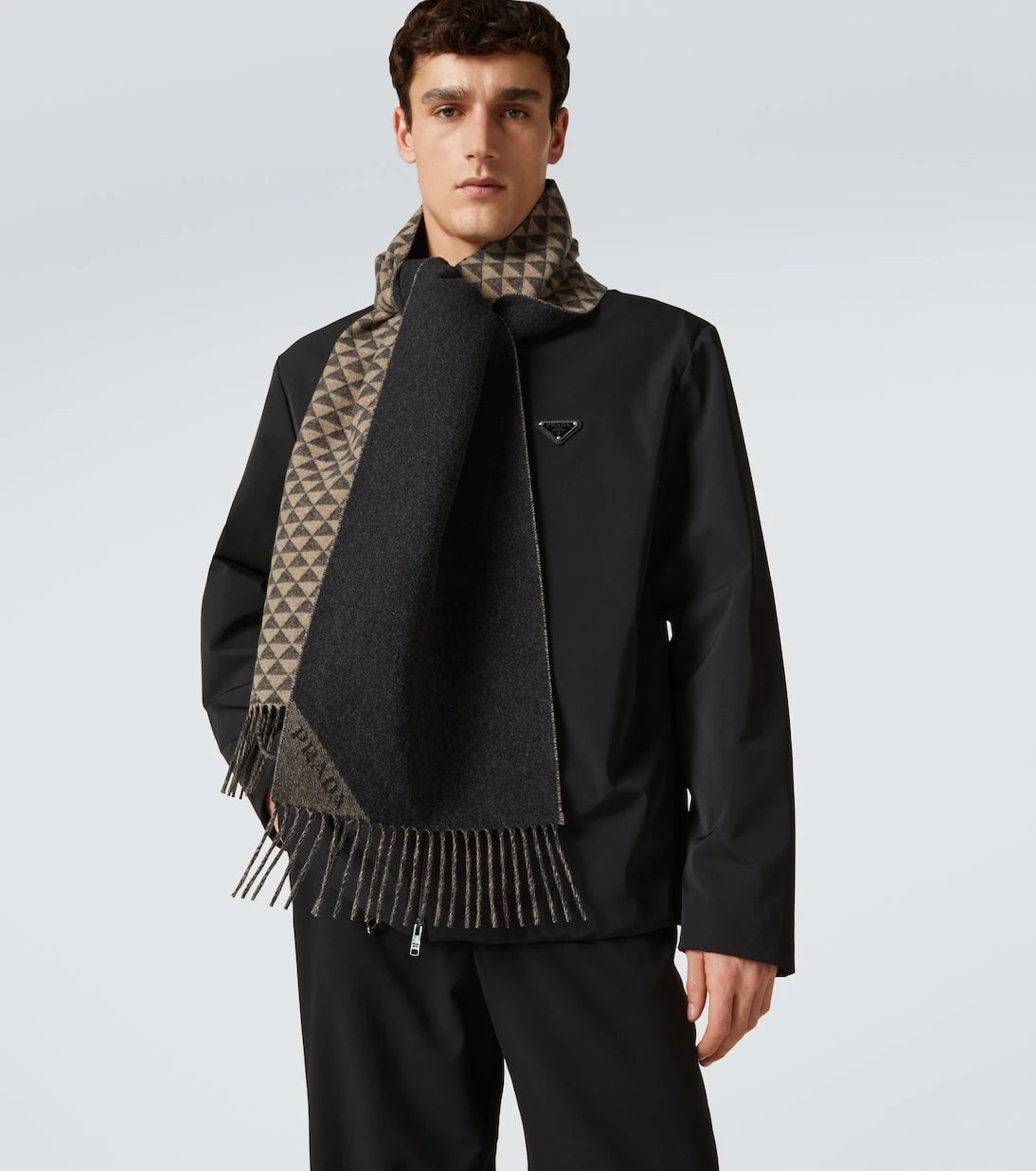 Prada - Symbole reversible wool and cashmere scarf