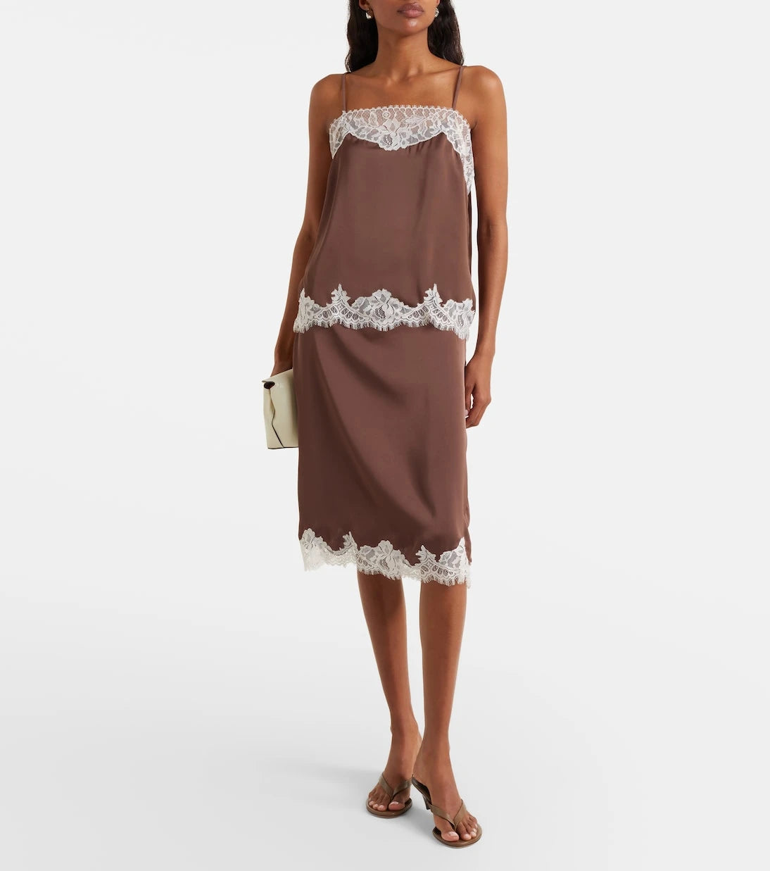 Faithfull - Marisol lace-trimmed midi skirt