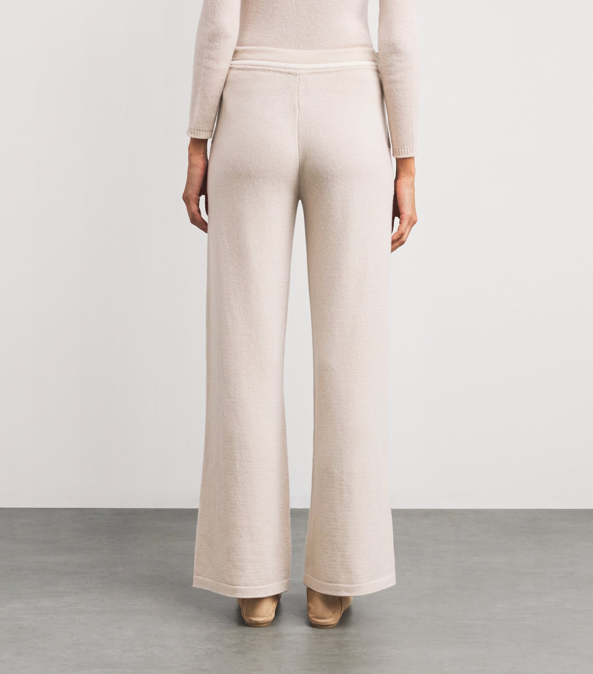 Eleventy Beige Cashmere Wide-Leg Trousers