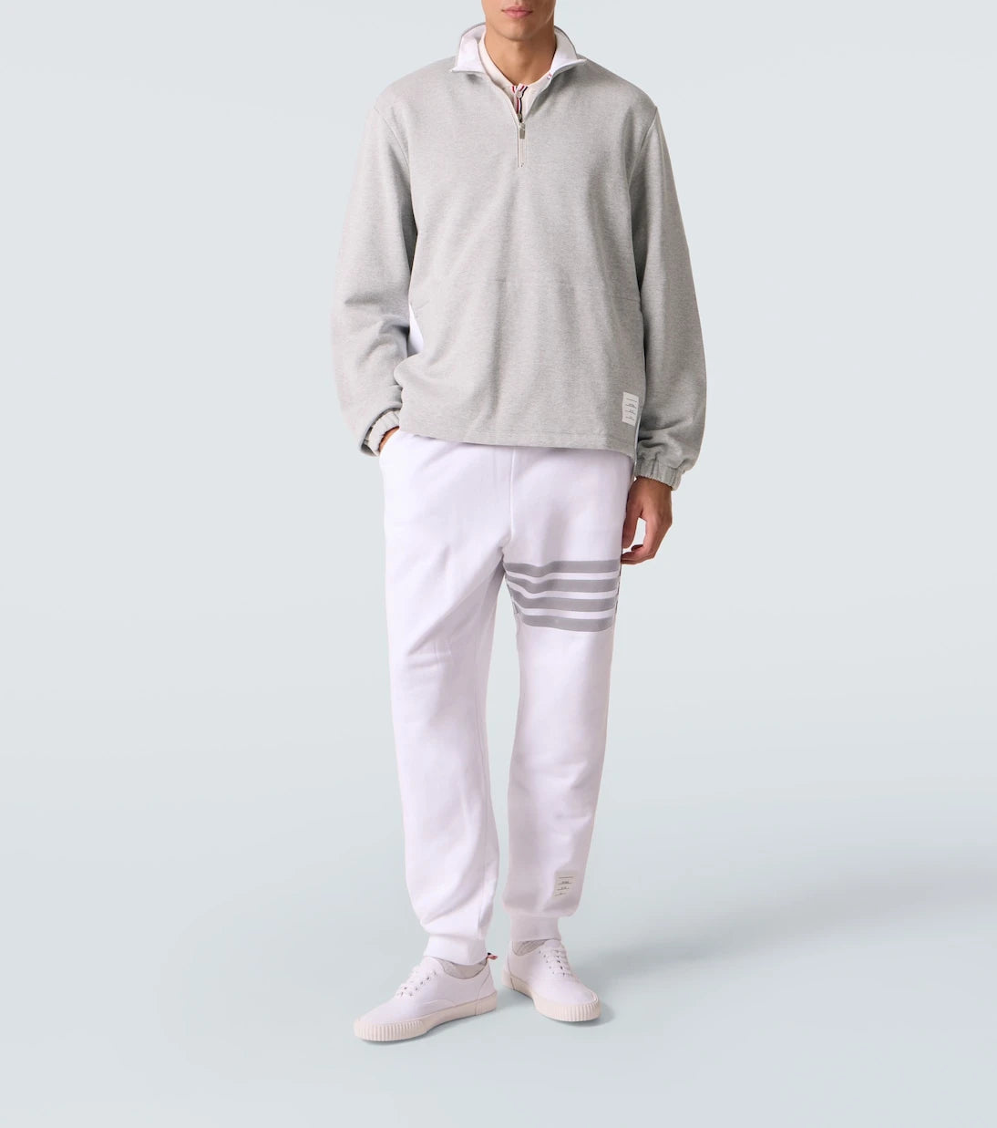 Thom Browne - 4-Bar cotton jersey half-zip sweatshirt