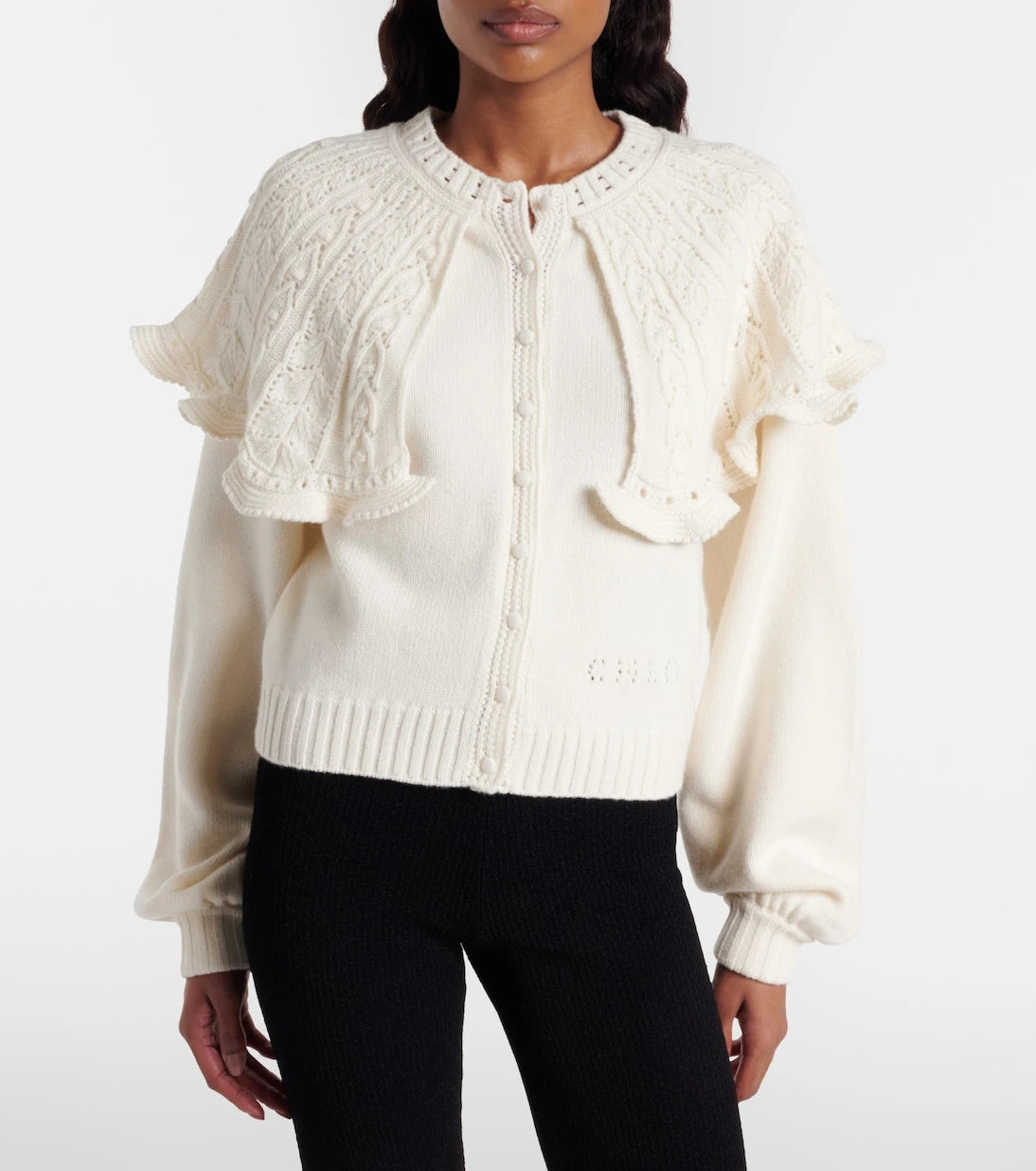 Chloé - Ruffled wool and cashmere cardigan
