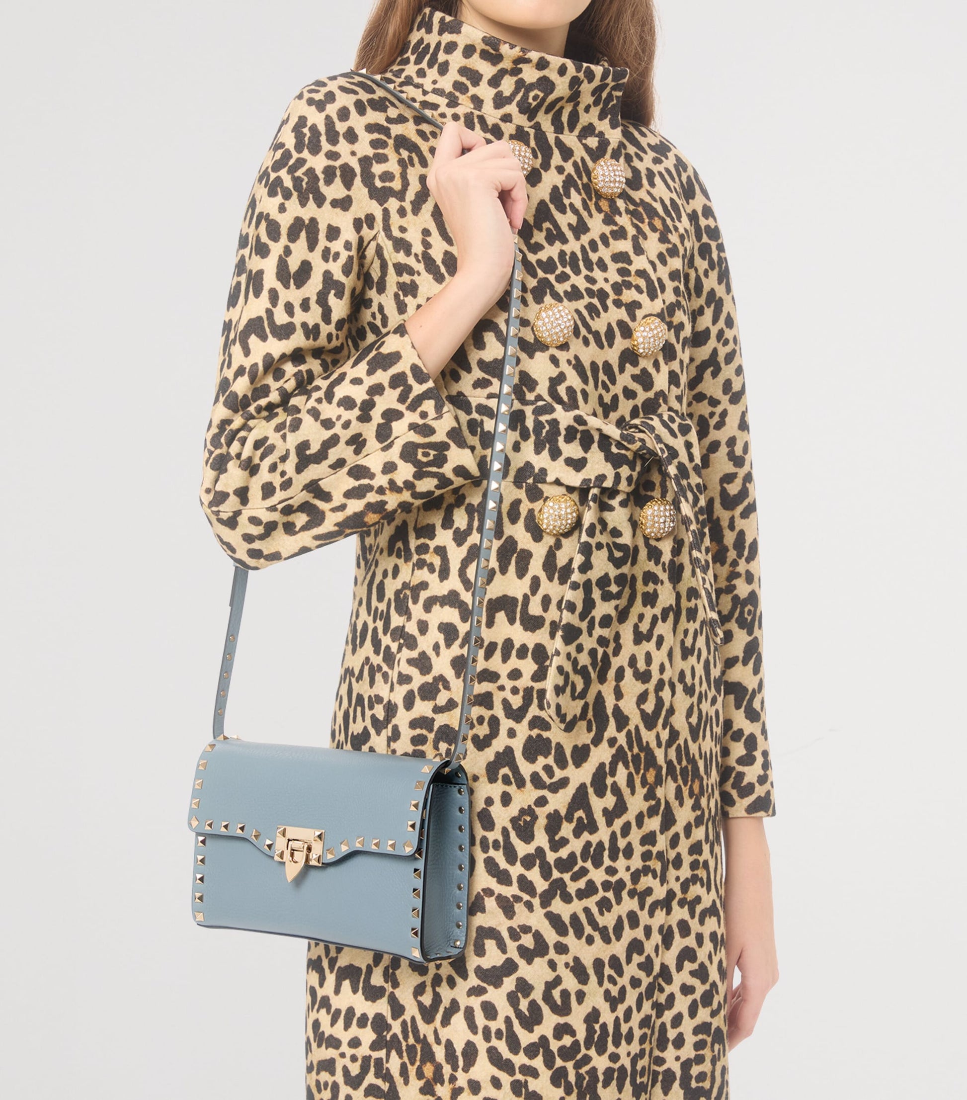 Small Leather Rockstud Shoulder Bag