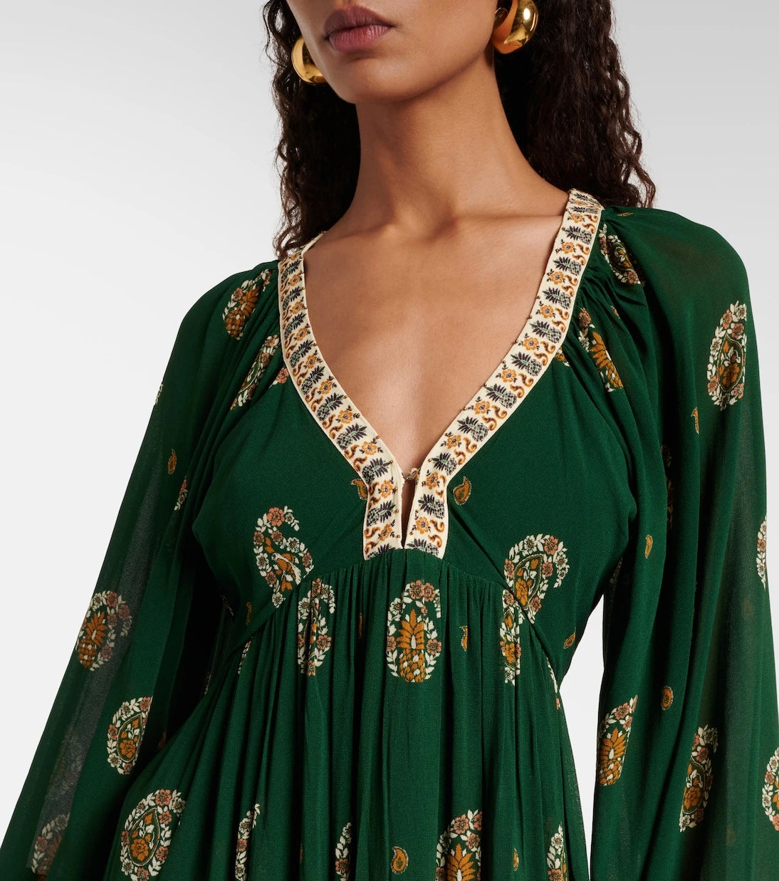 Farm Rio - Ayla Green ruffled maxi dress