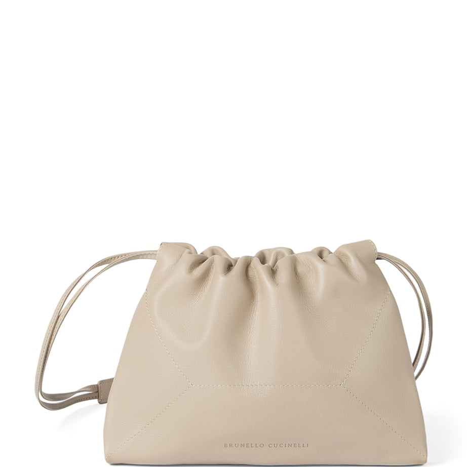 Leather Drawstring Cross-Body Bag