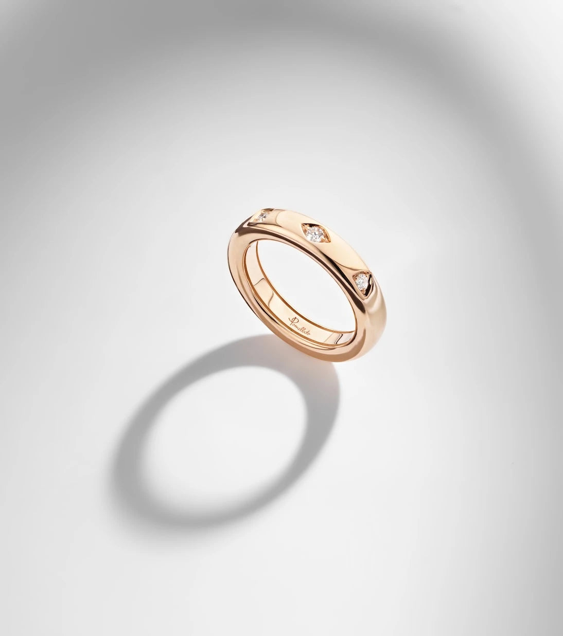 Pomellato - Iconica Extra Slim 18kt rose gold ring with diamonds