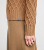 Beige Camel Hair Jacquard Rollneck Sweater