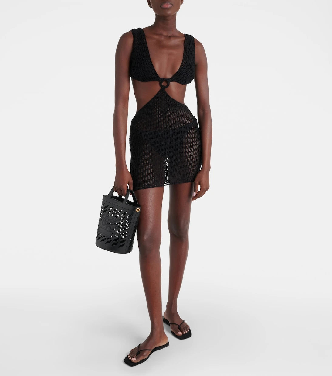 Anna Kosturova - Sunset striped cotton crochet minidress
