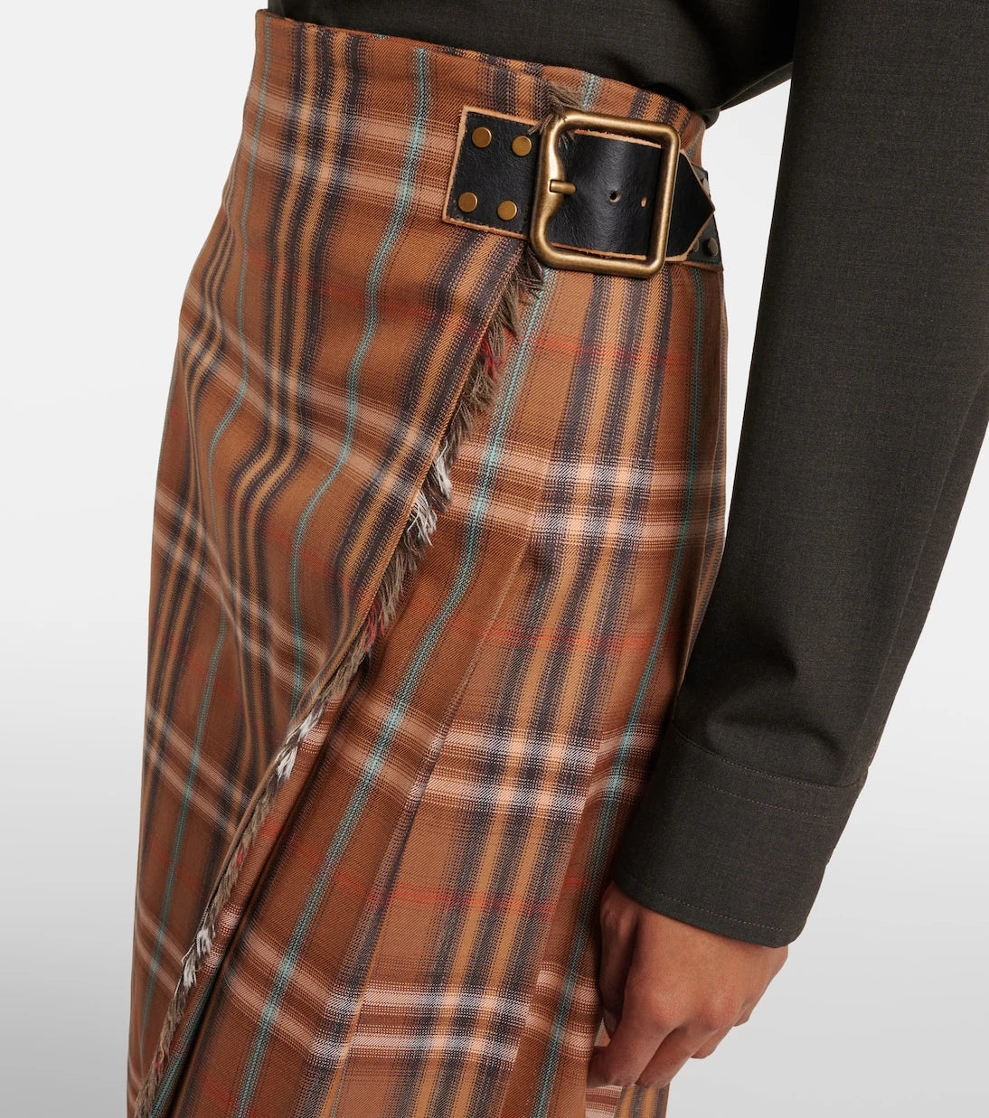 Burberry - Burberry Check wool midi skirt