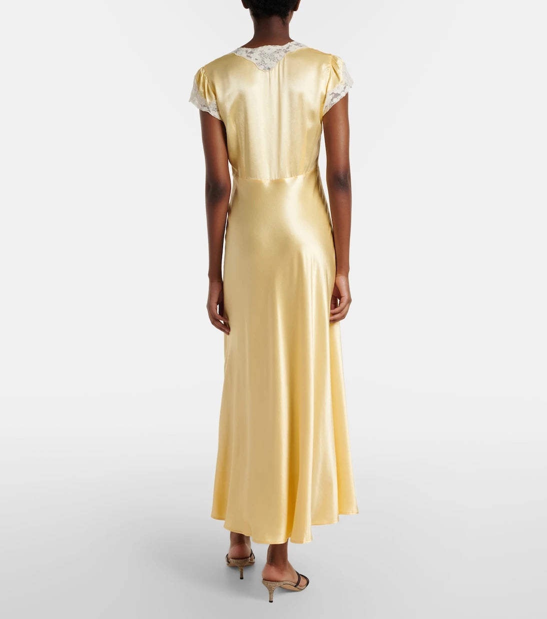 Rixo - Lace-trimmed satin midi dress