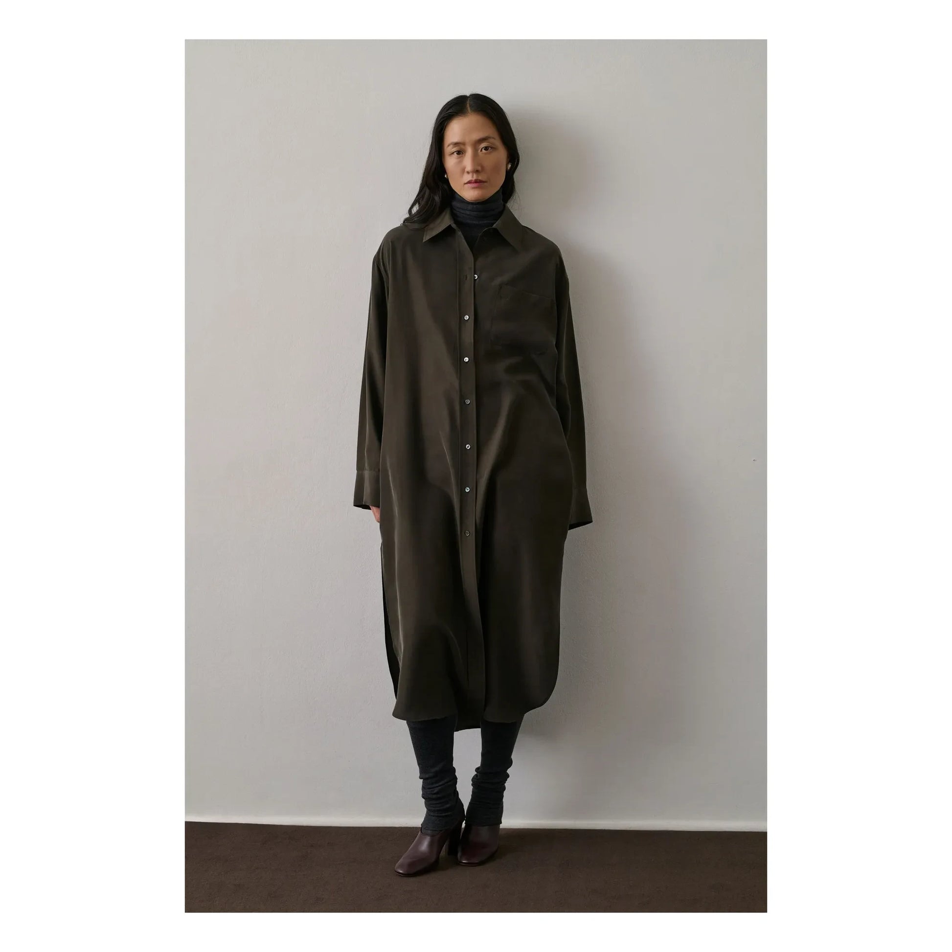 Soeur - Flora silk dress | Dark khaki