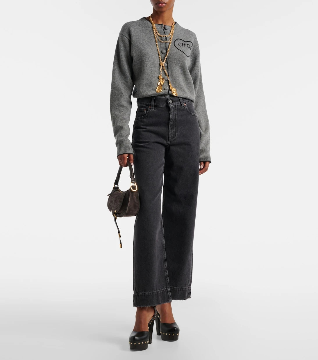 Chloé - Lola studded leather platform pumps