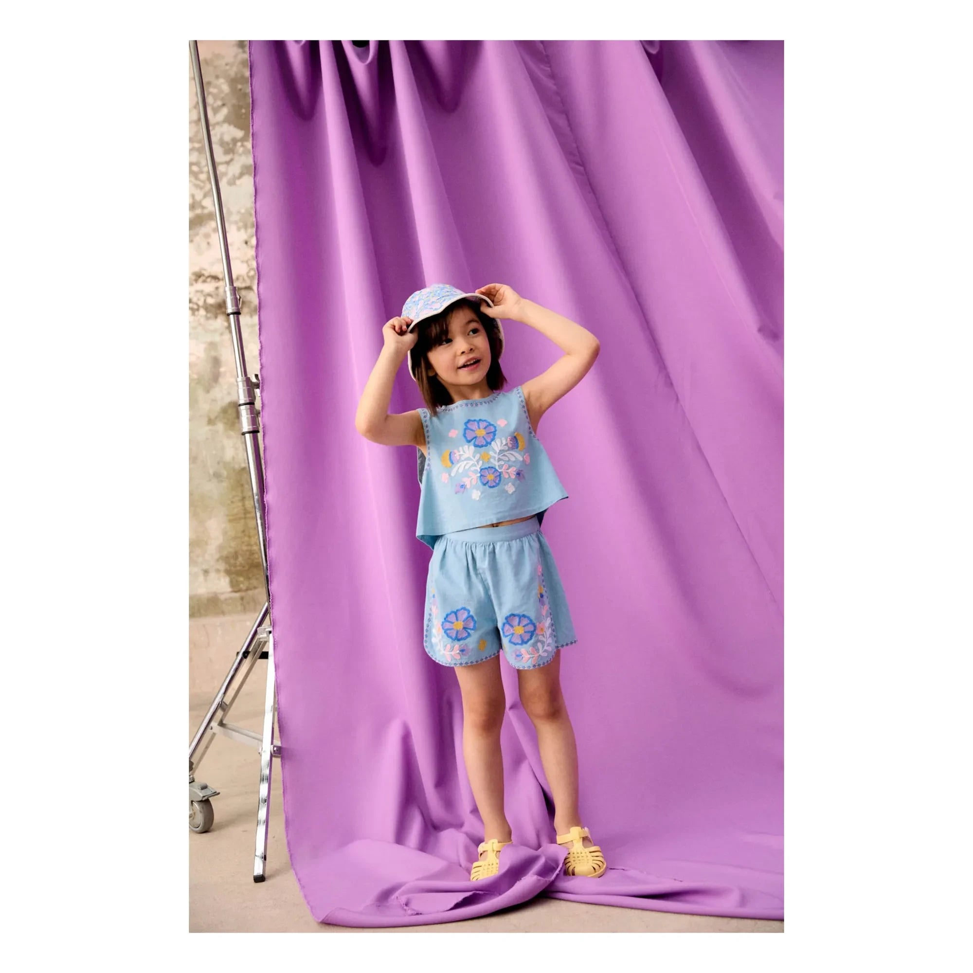 Louise Misha - Maïwen Organic Cotton Embroidered Shorts | Blue