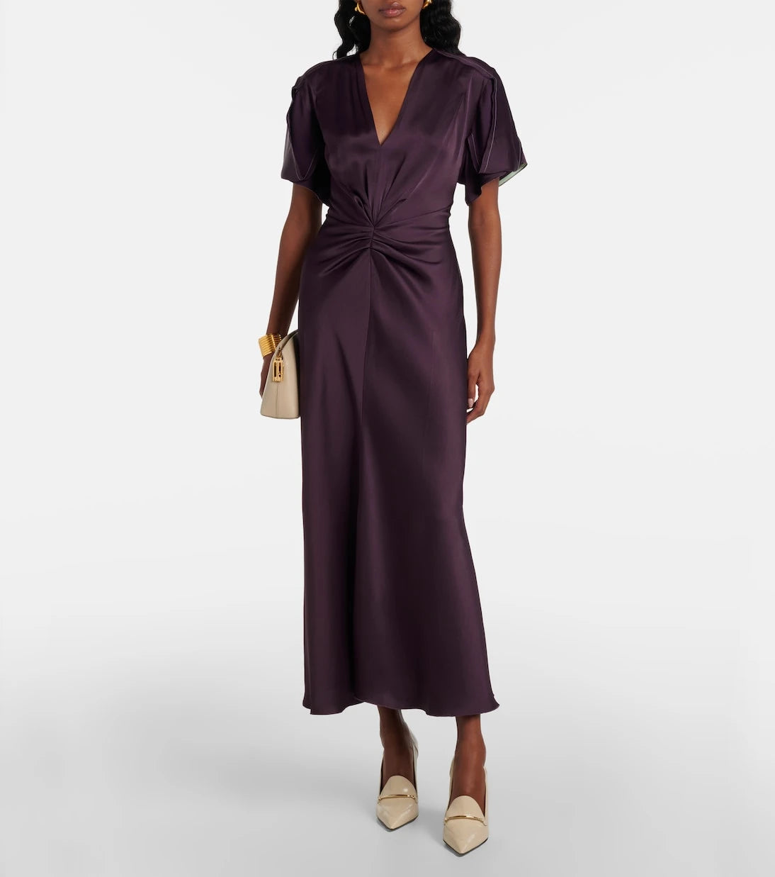 Victoria Beckham - Gathered satin maxi dress