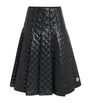 Black Microfiber Quilted Midi Skirt