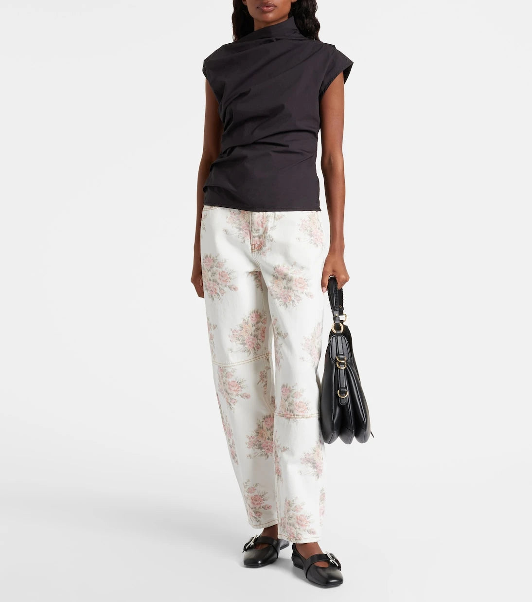 Ganni - Ruched cotton-blend top