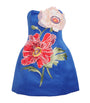 LEO LIN Blue Flower-Appliqué Rosario Mini Dress