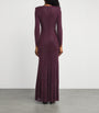 Self-Portrait Burgundy Crystal Long-Sleeve Maxi Dress
