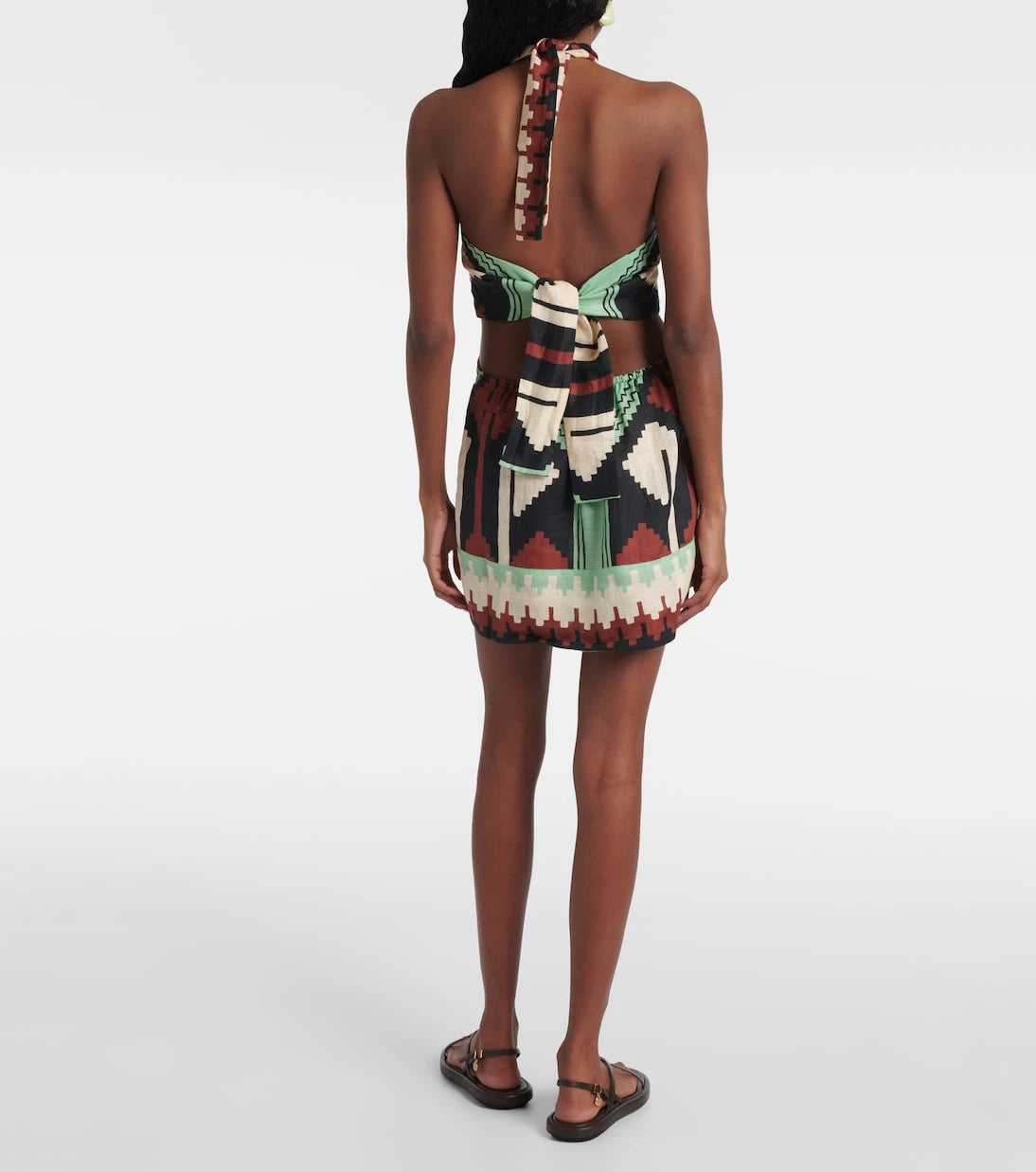 Johanna Ortiz - Printed halterneck linen minidress
