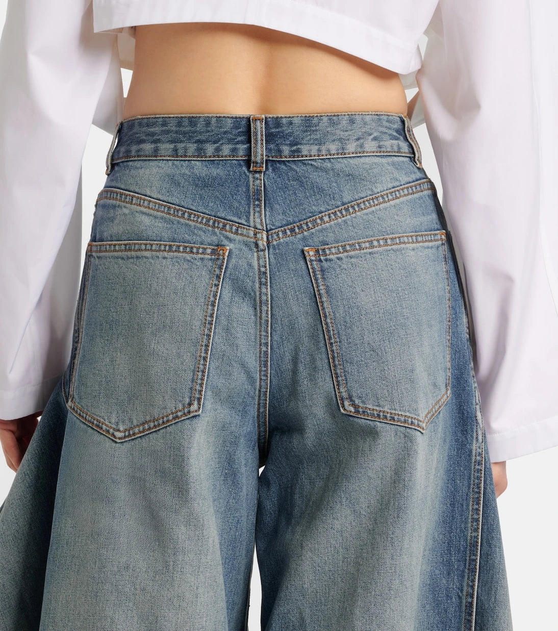 Alaïa - Ruffled wide-leg jeans
