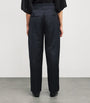 Blue Double-Waistband Tailored Trousers