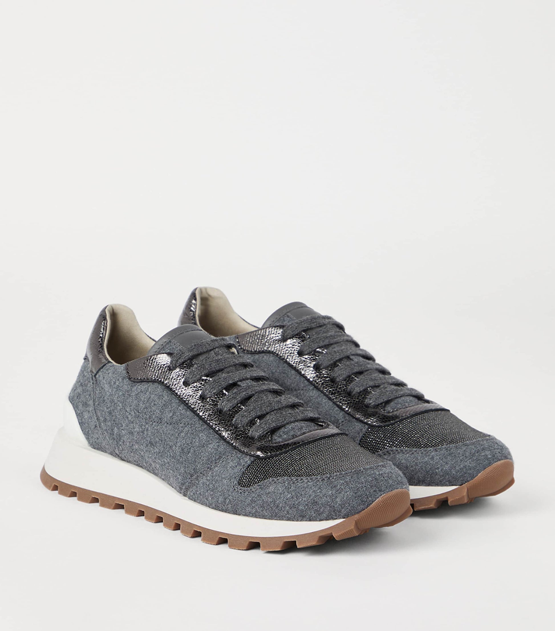 Brunello Cucinelli Grey Virgin Wool Sneakers