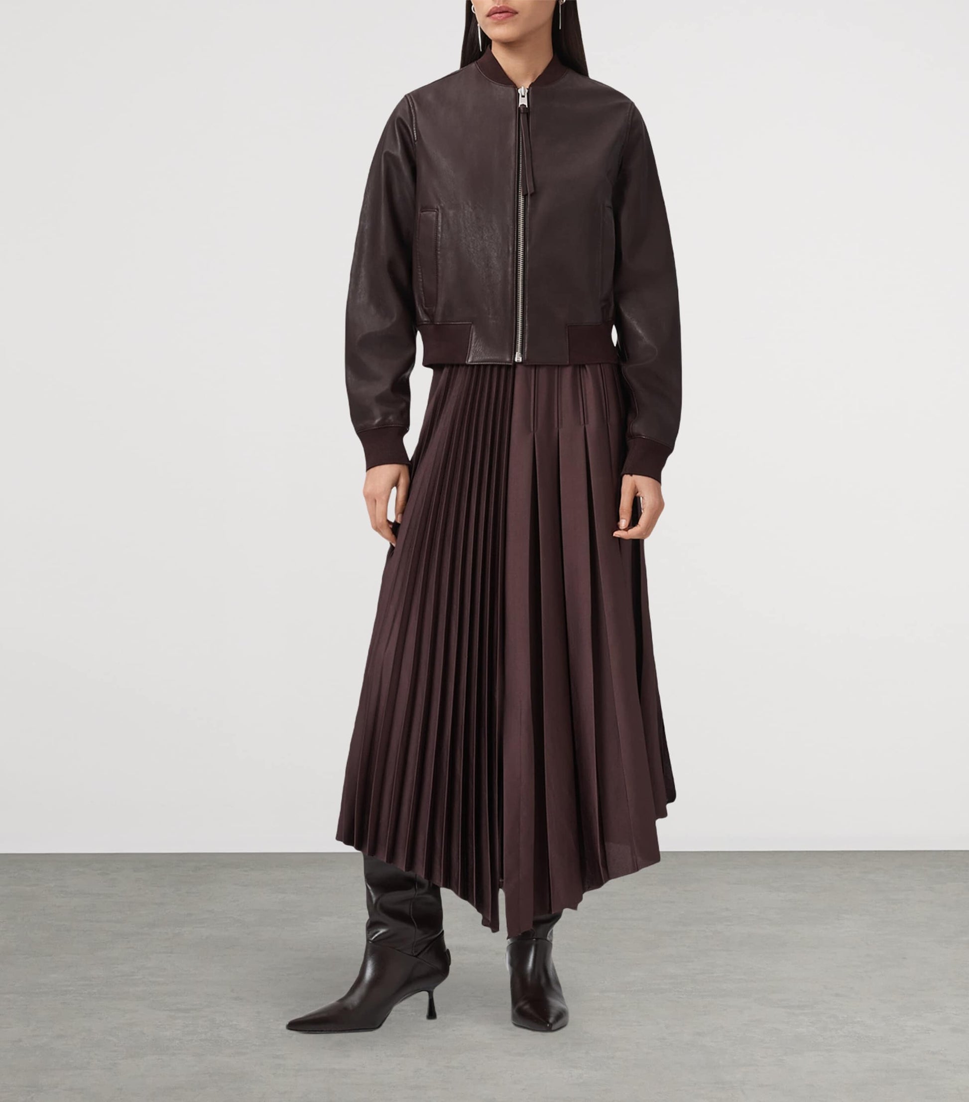 Leather Orten Bomber Jacket OXBLOOD RED