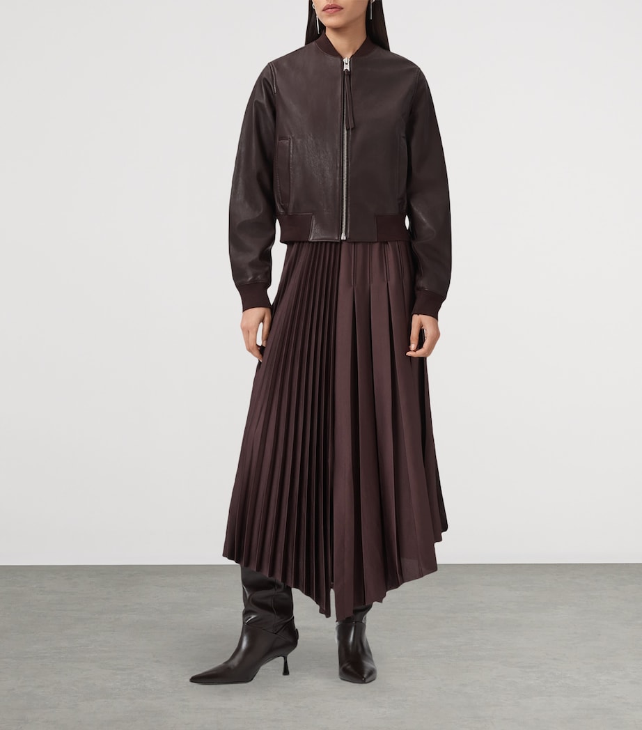 AllSaints Red Leather Orten Bomber Jacket