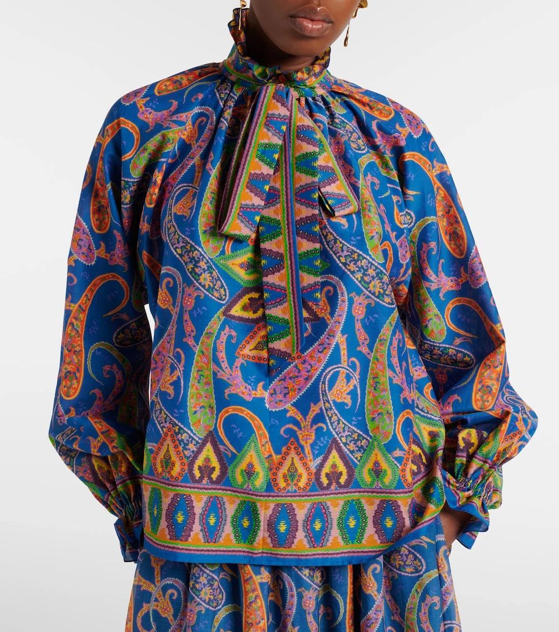 Etro - Printed cotton and silk twill blouse